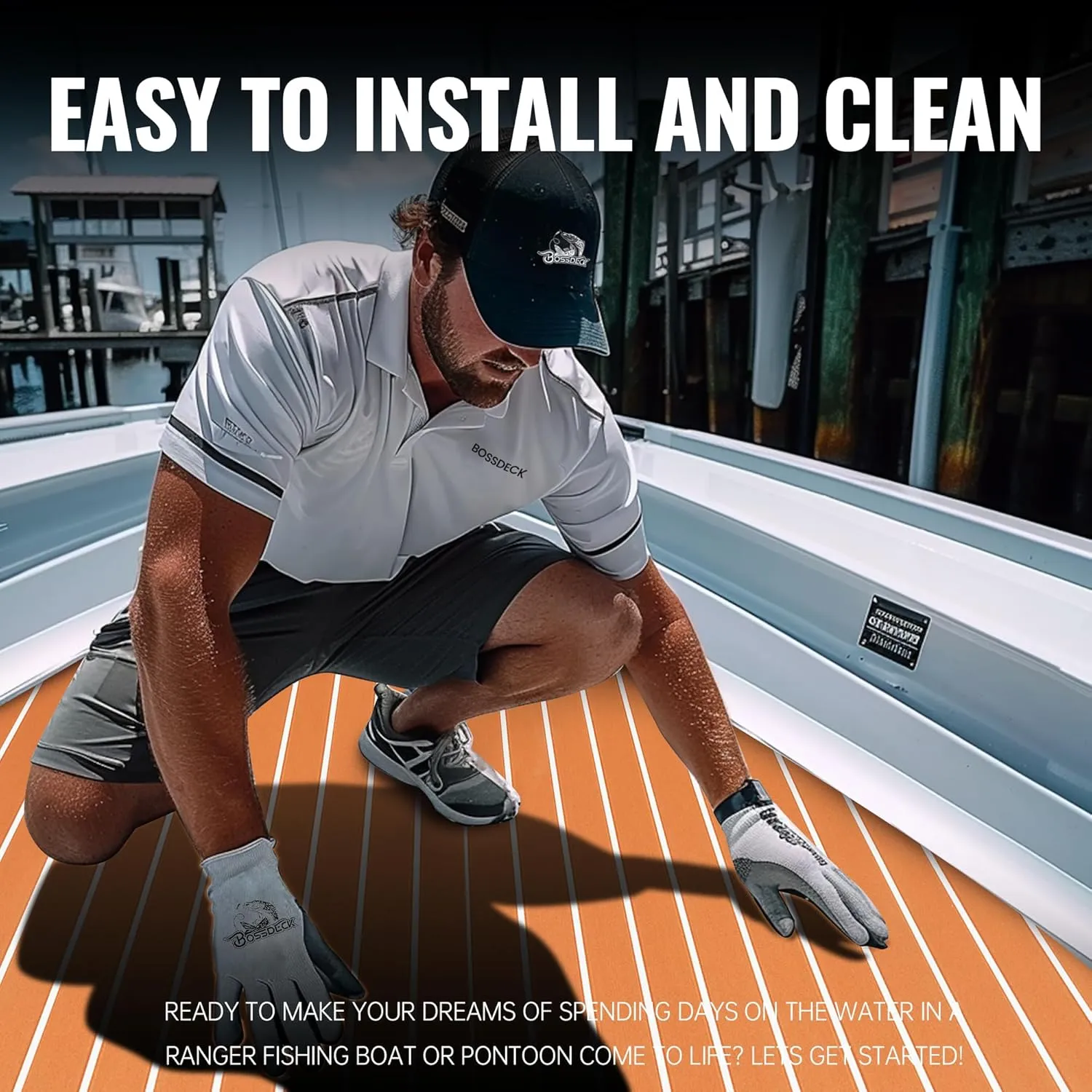 Boat Flooring - EVA Foam Boat Decking - Self-Adhesive Marine Mat Faux Teak Marine Carpet for Boats RV Yacht Kayak 86.6"x43.3"/21.7"