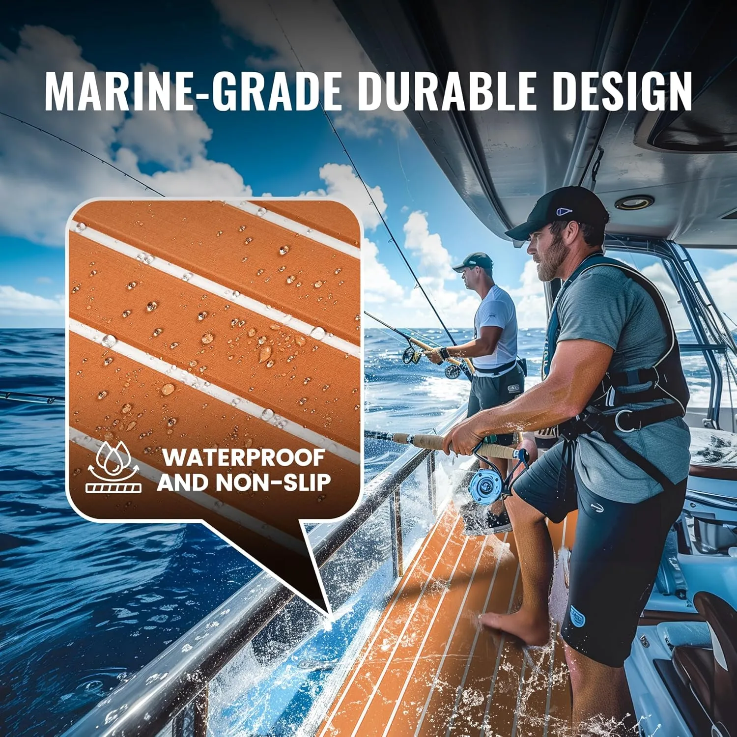 Boat Flooring - EVA Foam Boat Decking - Self-Adhesive Marine Mat Faux Teak Marine Carpet for Boats RV Yacht Kayak 86.6"x43.3"/21.7"
