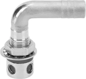 Boat Gas Tank Vent, Fuel Tank Breather Vent, Boat Fuel Tank Vent Durable 316 90° Stainless Steel Thru-Hull Fuel Gas Tank Vent with Mounting Gasket Hardware for 5/8" Hose