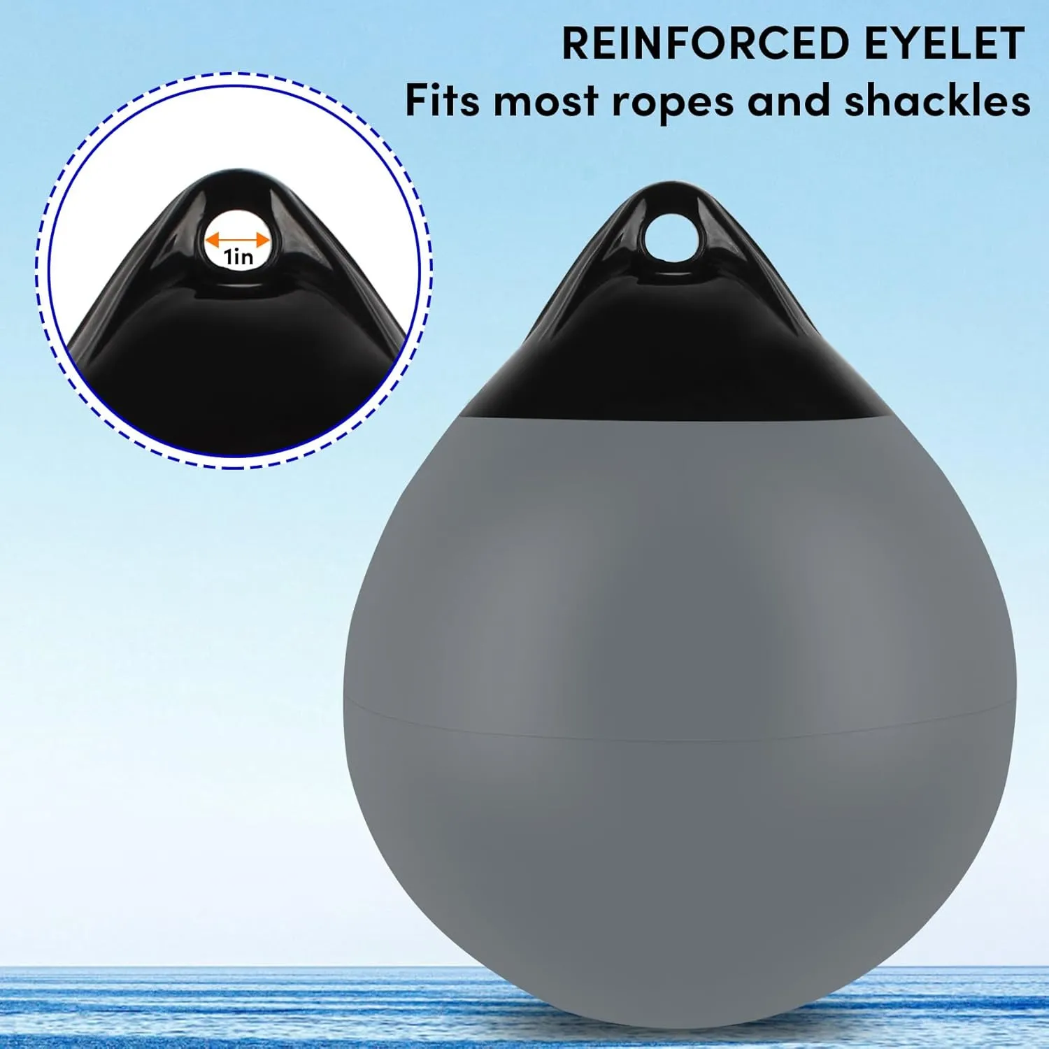 Boat Mooring Buoy 10/12/15 inch,Round Boat Fender Ball Boat Buoy Ball,Inflatable Boat Fender Dock Bumper Ball Anchor Buoy Suitable for Yachts Marinas Sailboats Ski Boats