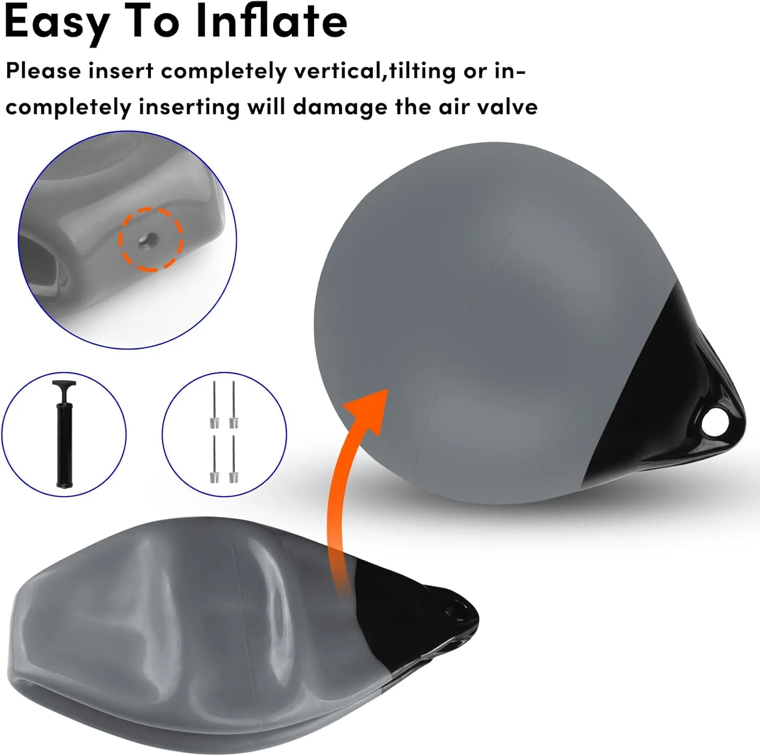 Boat Mooring Buoy 10/12/15 inch,Round Boat Fender Ball Boat Buoy Ball,Inflatable Boat Fender Dock Bumper Ball Anchor Buoy Suitable for Yachts Marinas Sailboats Ski Boats