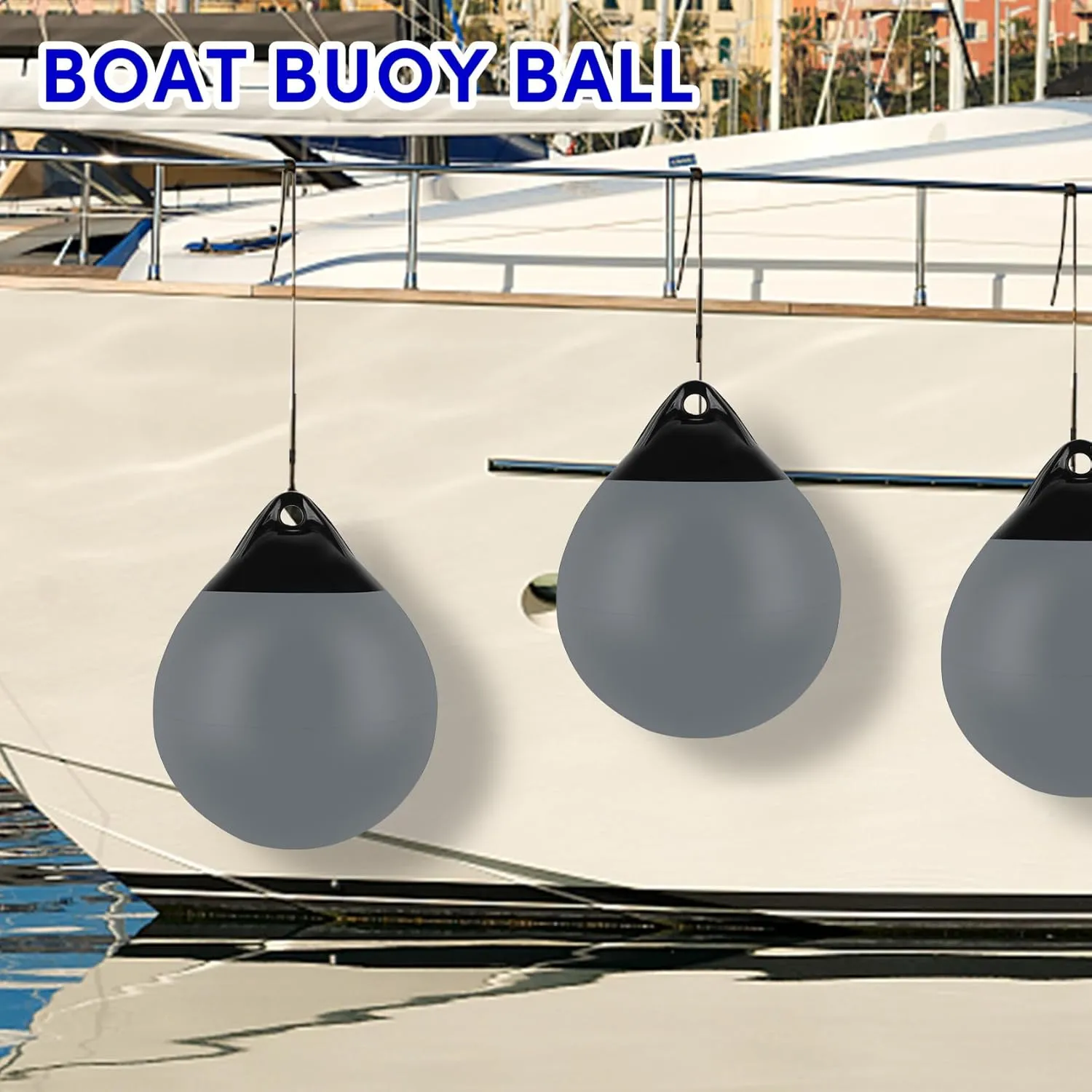 Boat Mooring Buoy 10/12/15 inch,Round Boat Fender Ball Boat Buoy Ball,Inflatable Boat Fender Dock Bumper Ball Anchor Buoy Suitable for Yachts Marinas Sailboats Ski Boats