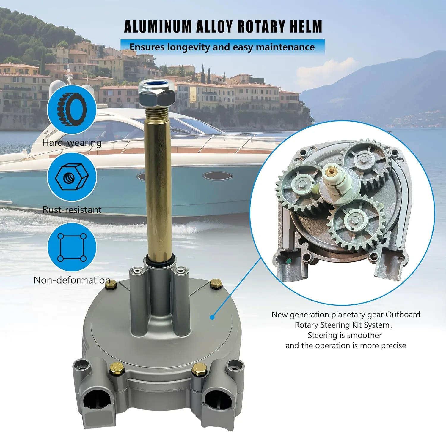 Boat Steering Cable Outboard Rotary Steering Kit, Boat Rotary Steering Kit for Boats,New generation planetary gear Outboard Rotary Steering Kit System (16)