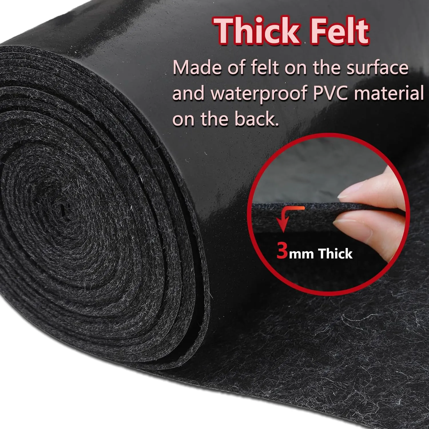 Boat Trailer Bunk Carpet, 3mm Thick Polyester Marine Trailer for Runners, Board Boat Carpeting Runner Padding, Bunk Padding Mats Parts Accessories for Boat Jet Ski Ramp Garage Dock (16inch x 20ft)