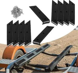 Boat Trailer Bunk Slides - 3” x 10” PVC Bunk Pads for Easy Loading & Unloading, Fits Most Trailers, Durable & Weather-Resistant White&Black