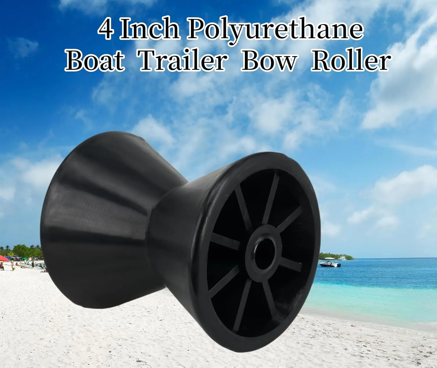 Boat Trailer Roller Parts–Sturdy Bow Roller and Stop,3Inch / 4Inch Boat Trailer Roller with Spoke Fits 1/2" Shaft,PU Marine Keel Trailer Rollers