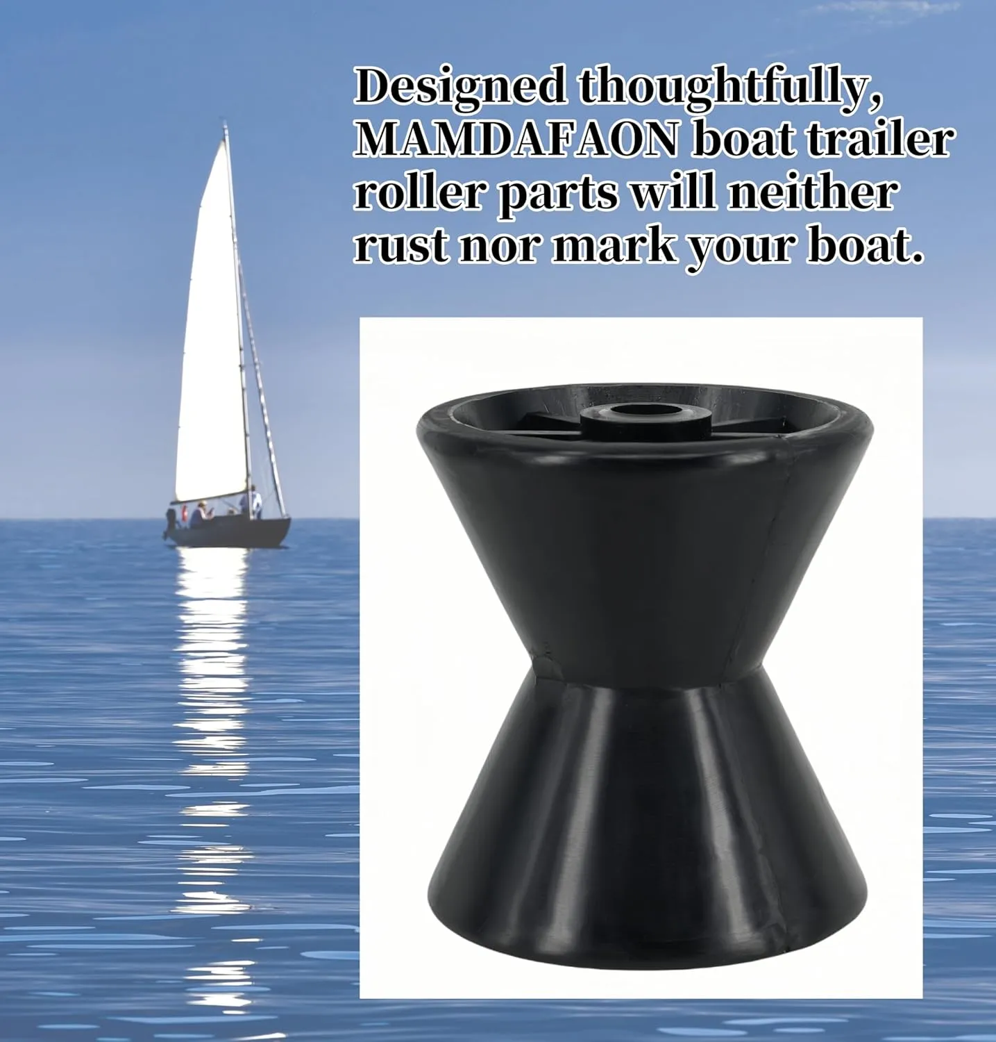 Boat Trailer Roller Parts–Sturdy Bow Roller and Stop,3Inch / 4Inch Boat Trailer Roller with Spoke Fits 1/2" Shaft,PU Marine Keel Trailer Rollers