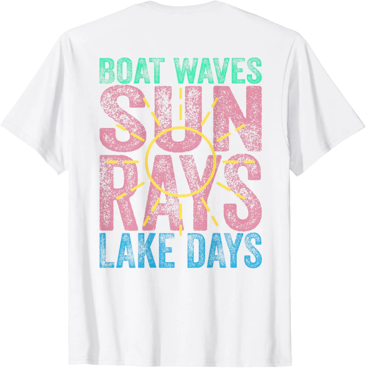 Boat Waves Sun Rays Lake Days Cute Retro 70s Summer Vacation T-Shirt