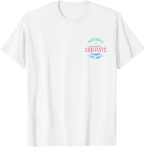 Boat Waves Sun Rays Lake Days Cute Retro 70s Summer Vacation T-Shirt