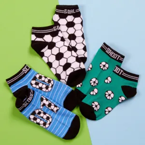 Boys Trainer Liner Low Cut Socks Football Racing Car 6 Pairs