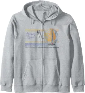 Breaking Wind Funny Sailing Boat Sailboat Beach Vintage Zip Hoodie