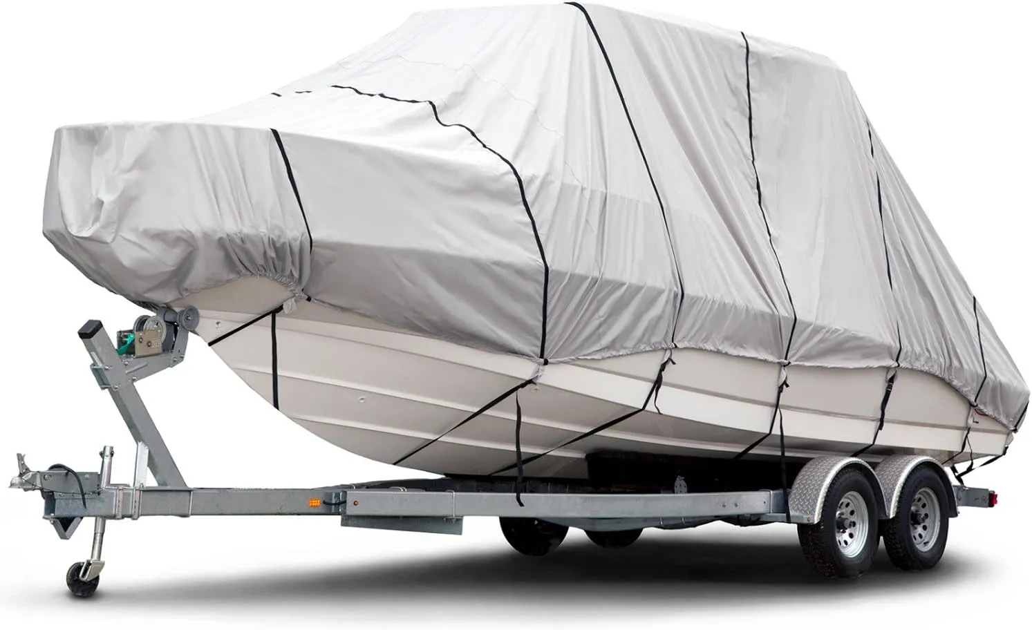 Budge B-1221-X8 1200 Denier Hard Top / T-Top Boat Cover Fits 24 ft. to 26 ft. Beam Width Up to 106 in. 1200 Denier Hard Top / T-Top Boat Cover, Gray