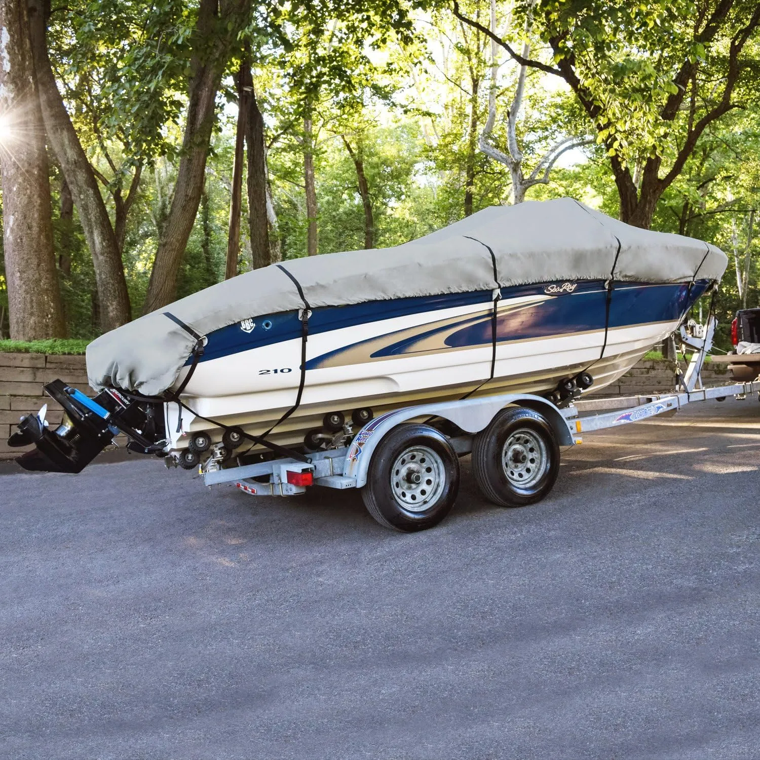 Budge B-1221-X8 1200 Denier Hard Top / T-Top Boat Cover Fits 24 ft. to 26 ft. Beam Width Up to 106 in. 1200 Denier Hard Top / T-Top Boat Cover, Gray