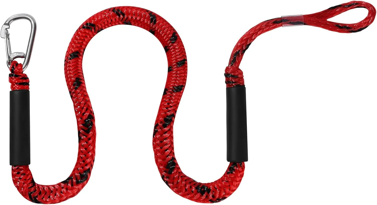 Bungee Dock Lines for Boats Marine Mooring Lines Boat Rope for Docking with Loop and Clip Accessories for Jet Ski, PWC, Pontoon, Kayak, SeaDoo, WaveRunner (red&black-2pack)