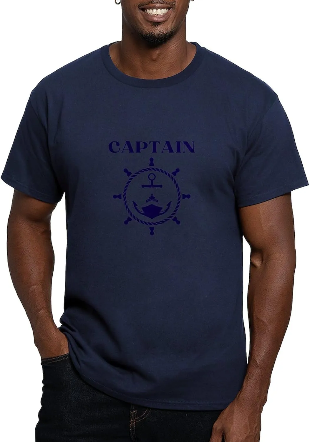 CafePress Nautical Anchor Yachting Sailing Boat Captain T Shirt Men's Fitted Graphic T-Shirt