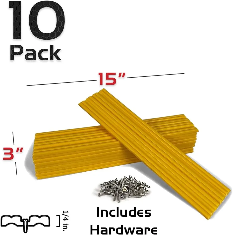 Caliber Marine Trailer Bunk Slides 23013, 3 x 15 inch, 10-Pack Yellow