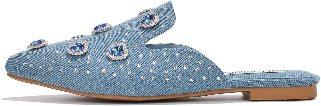 Cape Robbin Sierra Rhinestone Gem Pointy Toe Mule Flats (Sierra)