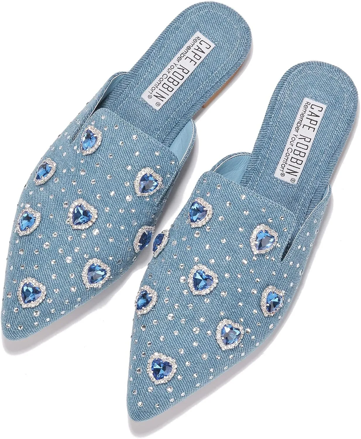 Cape Robbin Sierra Rhinestone Gem Pointy Toe Mule Flats (Sierra)