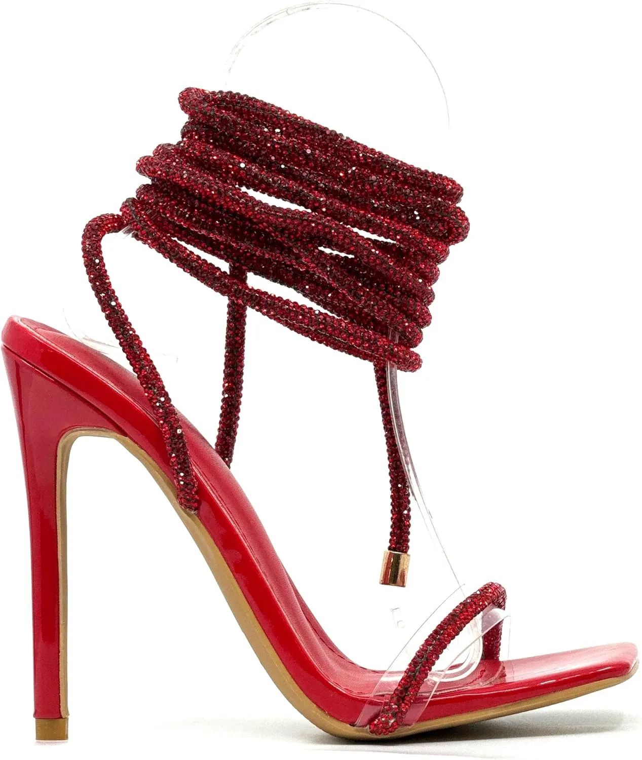 Cape Robbin Women's Rhinestone Lace Up High Heel Sandals