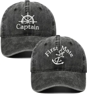 Captain Hat & First Mate ，Boat Captains Hat Embroidered Matching Caps ，Boat Accessories ，Boating Gifts