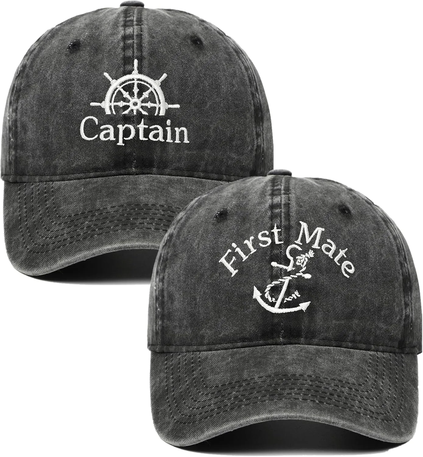 Captain Hat & First Mate ，Boat Captains Hat Embroidered Matching Caps ，Boat Accessories ，Boating Gifts