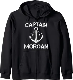 CAPTAIN MORGAN Funny Birthday Personalised Surname Clan Gift Zip Hoodie