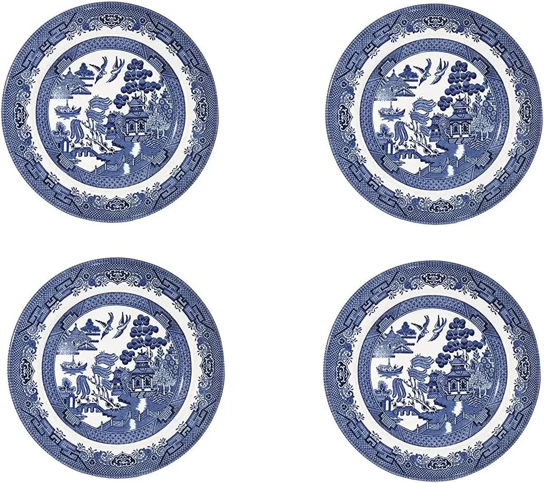 Churchill Blue Willow Dinner Plate 10", Set Of 4, Made In England