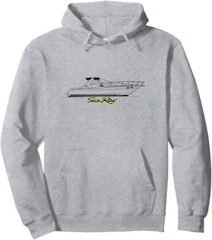 Classic 97' Sea Ray 370 Line Drawing Printed On The Front Pullover Hoodie