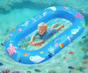 Clear Bottom Inflatable Pool Floats, Inflatable Boat for Kids Double Air Chambers, Kids Pool Toys Raft with Large Underwater View for Sea, Pool，Snorkeling, Floaties Toys for 3-6 Year Old Boys Girls