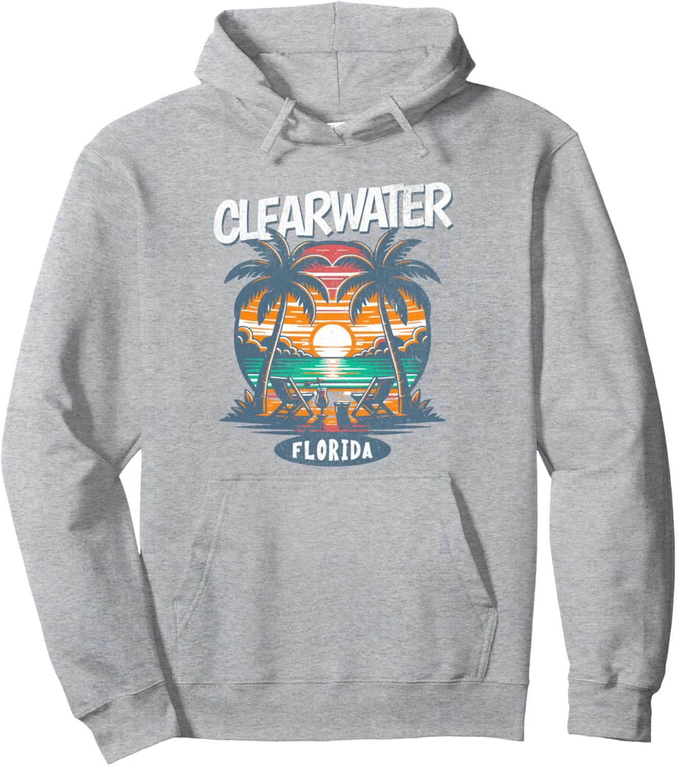 Clearwater Beach Florida Vintage Spring Break Vacation Retro Pullover Hoodie