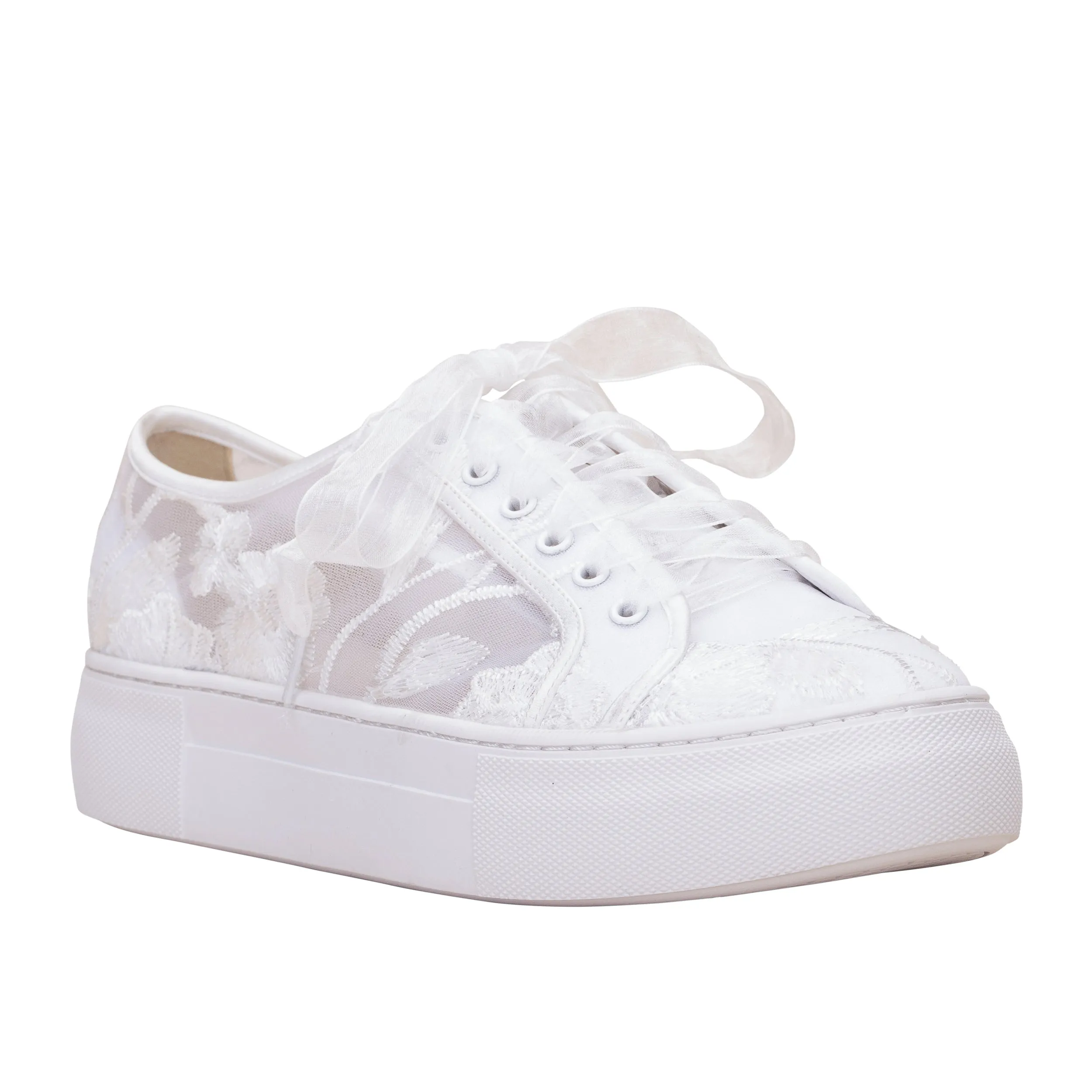 Codie ivory floral bridal trainers