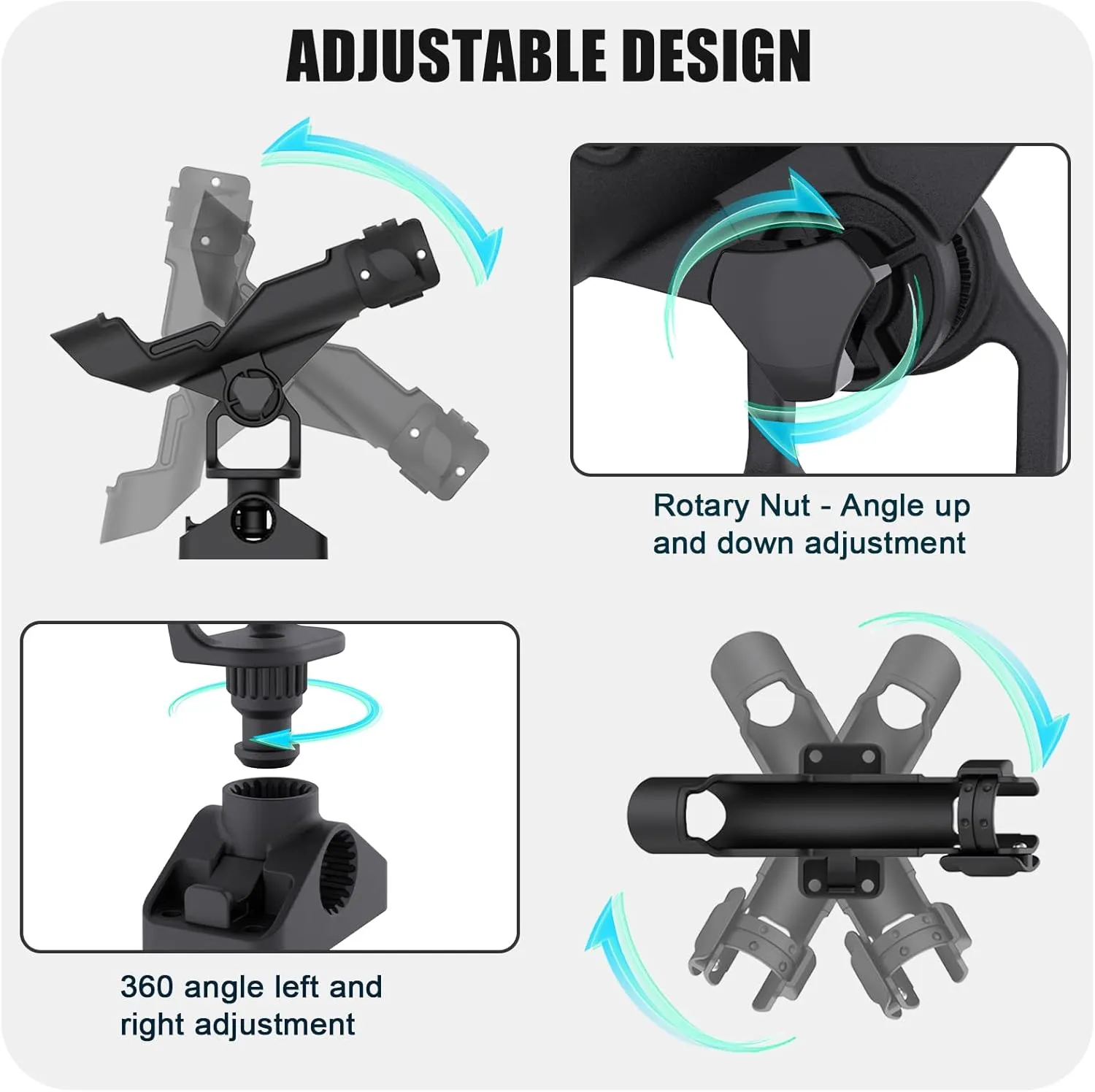 Combo Mount Fishing Rod Holders - 360 Degree Adjustable Boat Rod Rack