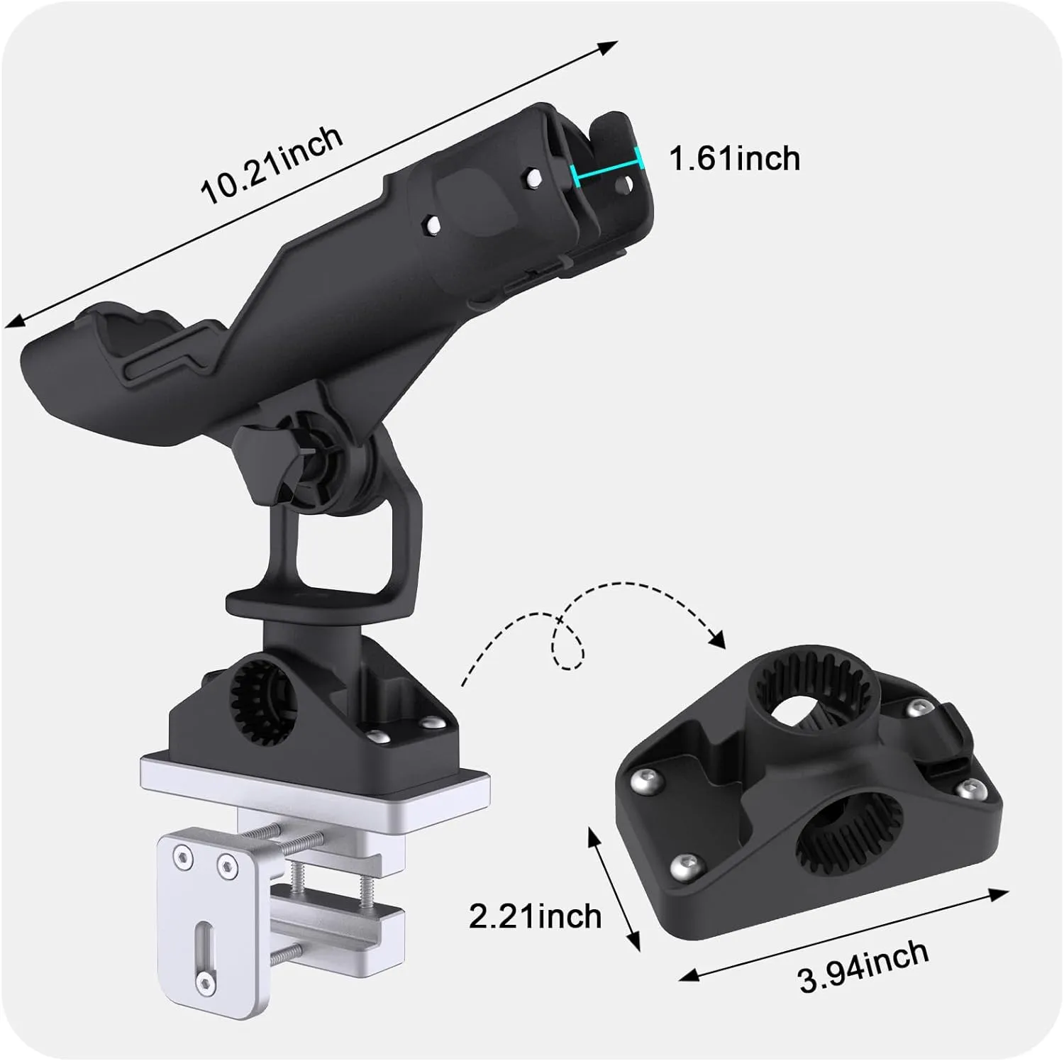 Combo Mount Fishing Rod Holders - 360 Degree Adjustable Boat Rod Rack