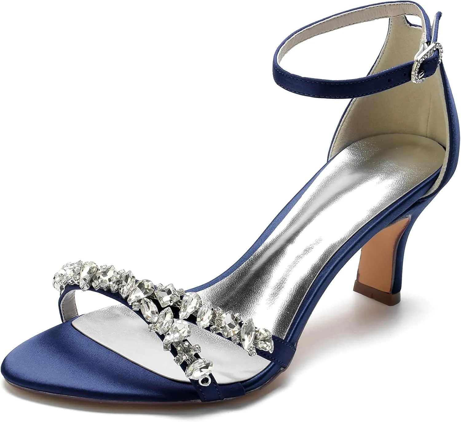 COMFASH Wedding Shoes Women Satin Bridesmaid Shoes at Wedding Bridal Evening Party Open Toe Wedding Bride Party Ankle Strap Dress Pumps