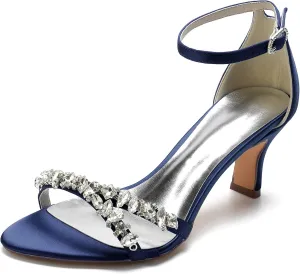 COMFASH Wedding Shoes Women Satin Bridesmaid Shoes at Wedding Bridal Evening Party Open Toe Wedding Bride Party Ankle Strap Dress Pumps