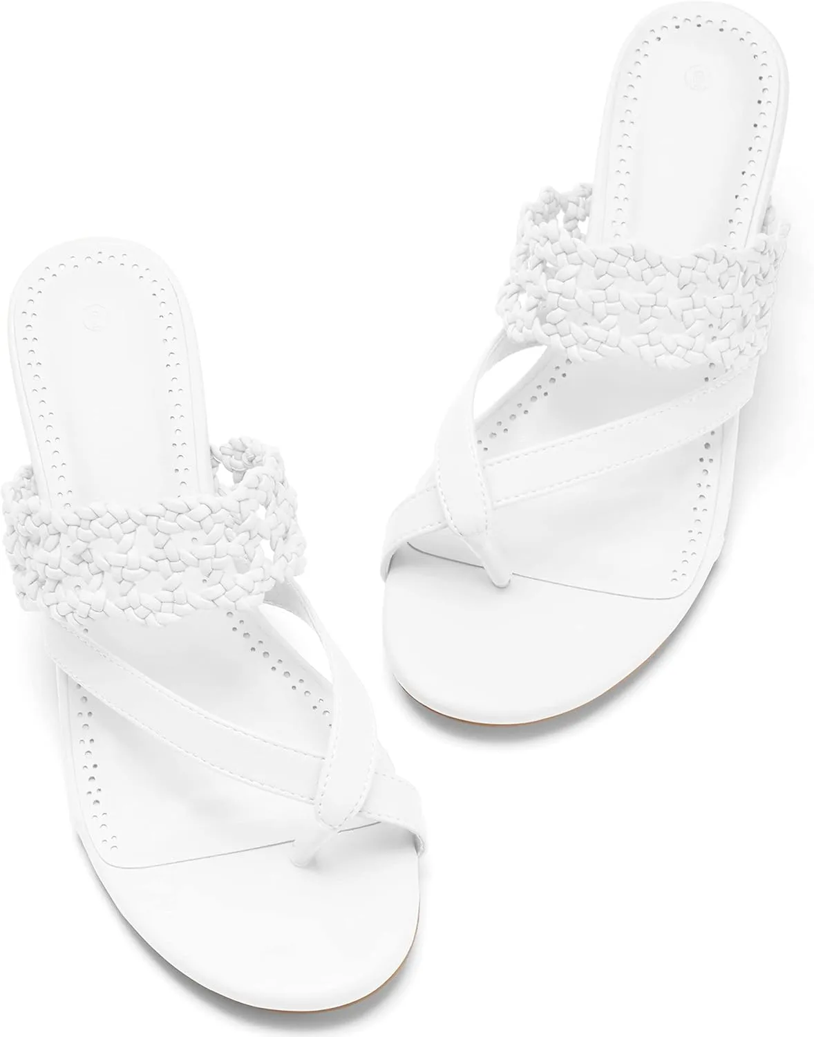 Coutgo Womens Low Kitten Heel Sandals Open Toe Ankle Strap Thong Slides Backless Slip on Dress Shoes