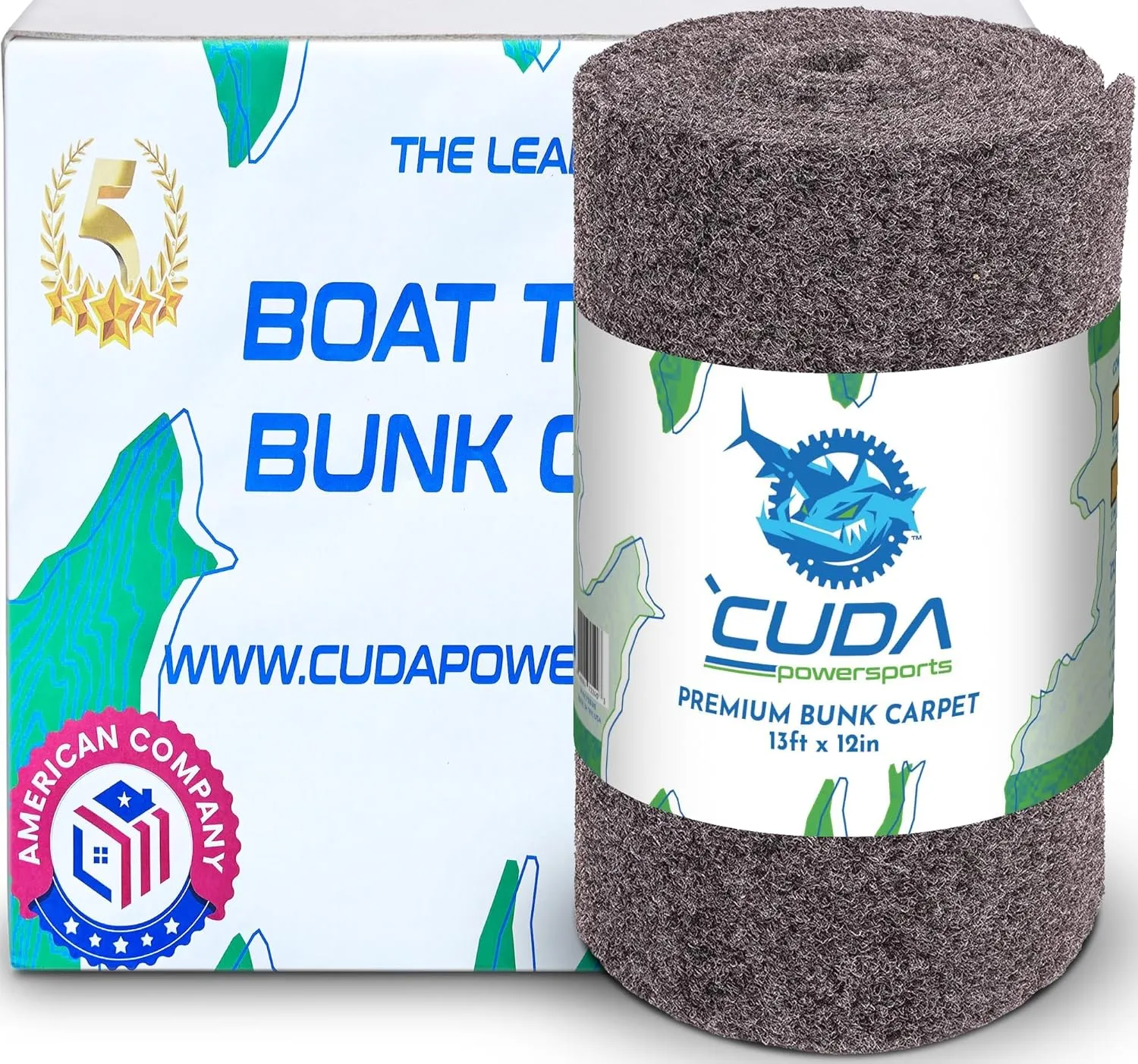 Cuda Boat Trailer Bunk Carpet 12 Inch Wide x 13ft-New Premium 30 Oz Roll- Cuda Bunk Carpet for Boat Trailers Parts Accessories Gray Grey Charcoal Lift Runners Covers Waterproof