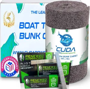 Cuda Boat Trailer Bunk Carpet 12 Inch Wide x 13ft- RUSTPROOF Staples Inside-New Premium 30 Oz Roll- Cuda Bunk Carpet for Boat Trailers Accessories Gray Grey Charcoal Waterproof