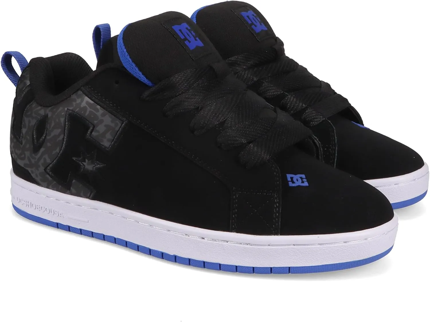 DC Men's Court Graffik Skate Shoe, Black/Blue, 10