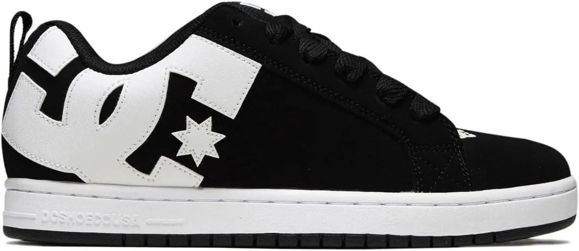 DC Shoes Men's Court Graffik Skate Shoe, Black/White, 5