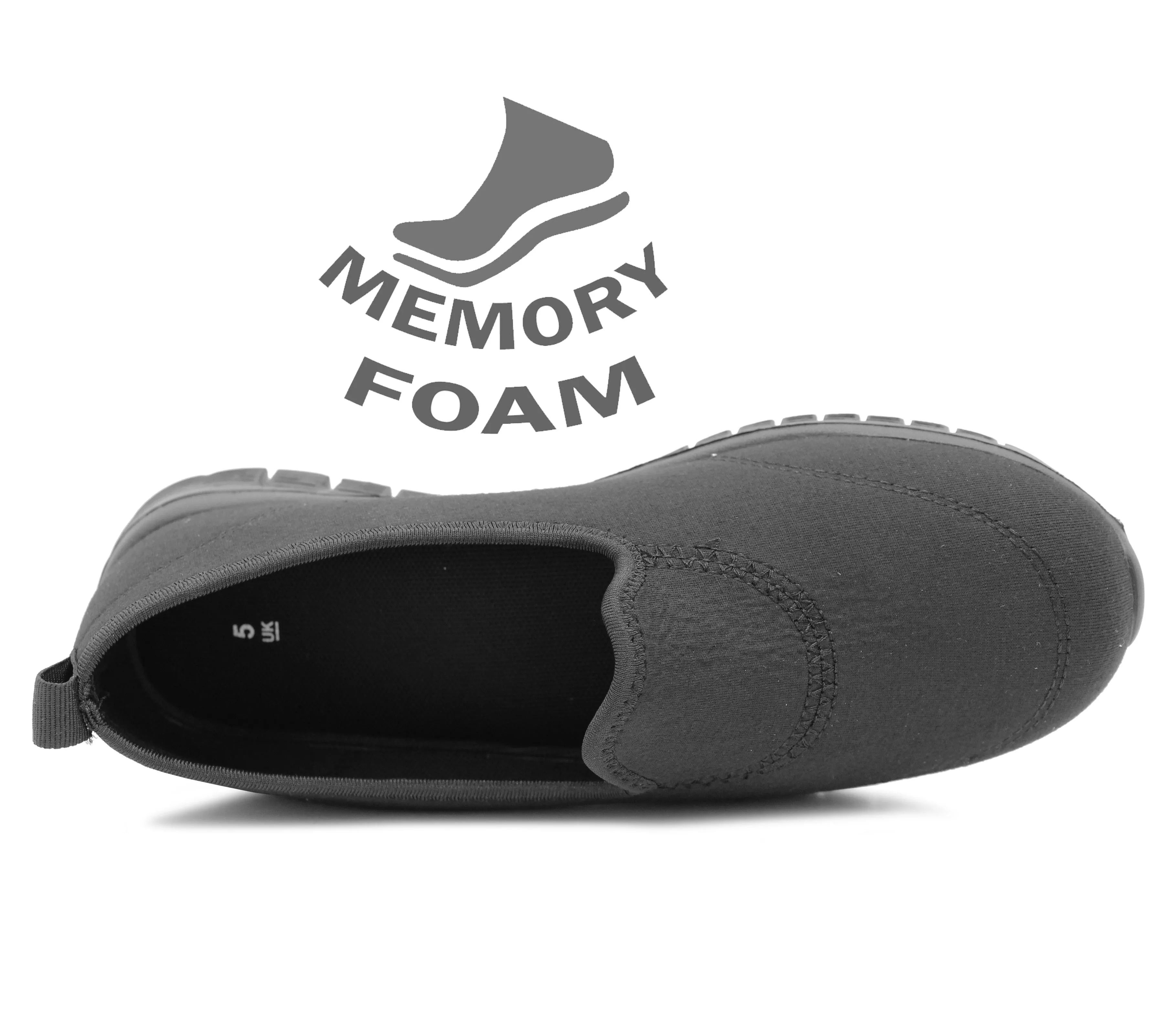 DEBBIE Womens Lightweight Slip On Memory Foam Trainers Ladies Walking Sneaker Pumps
