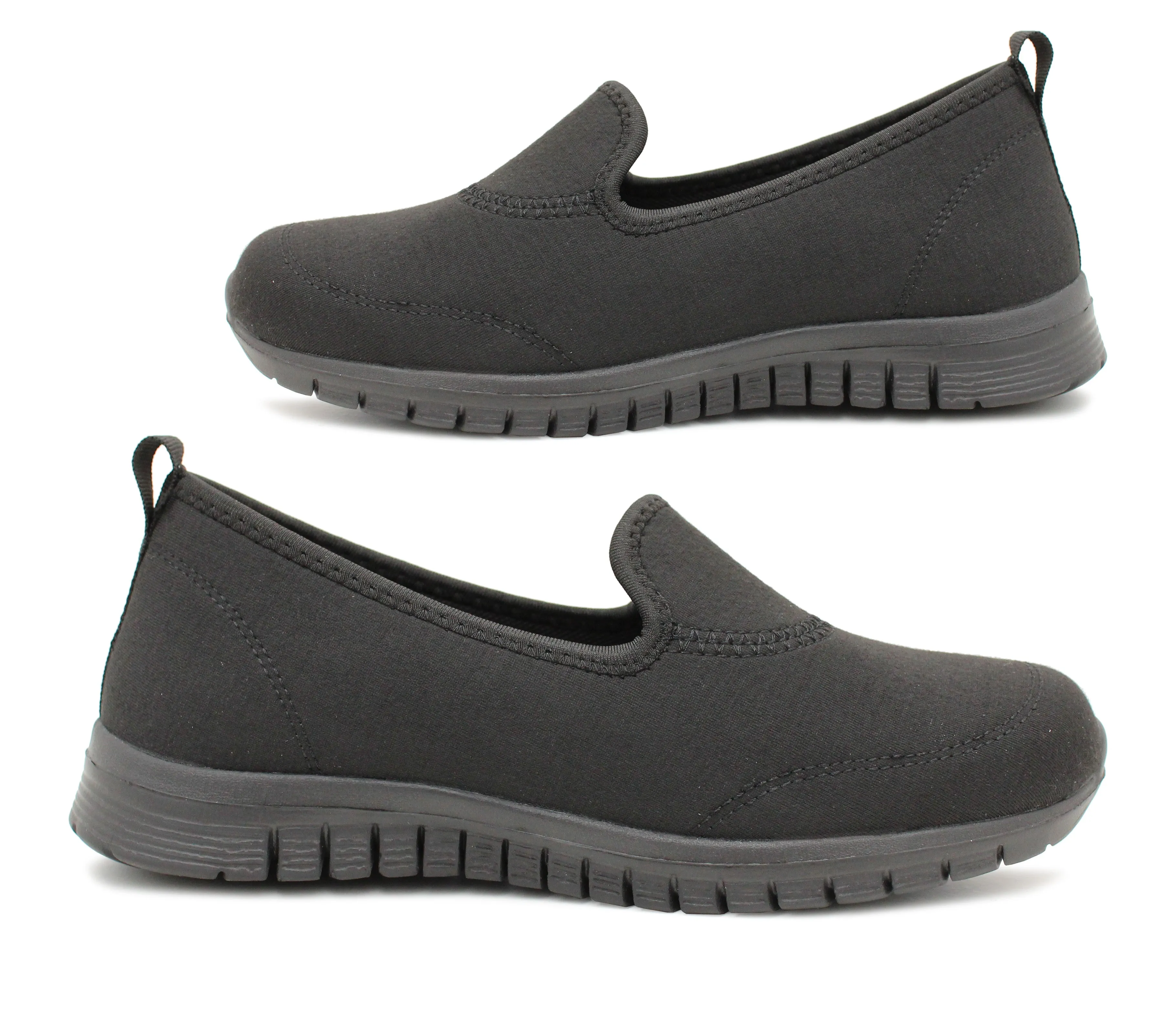 DEBBIE Womens Lightweight Slip On Memory Foam Trainers Ladies Walking Sneaker Pumps