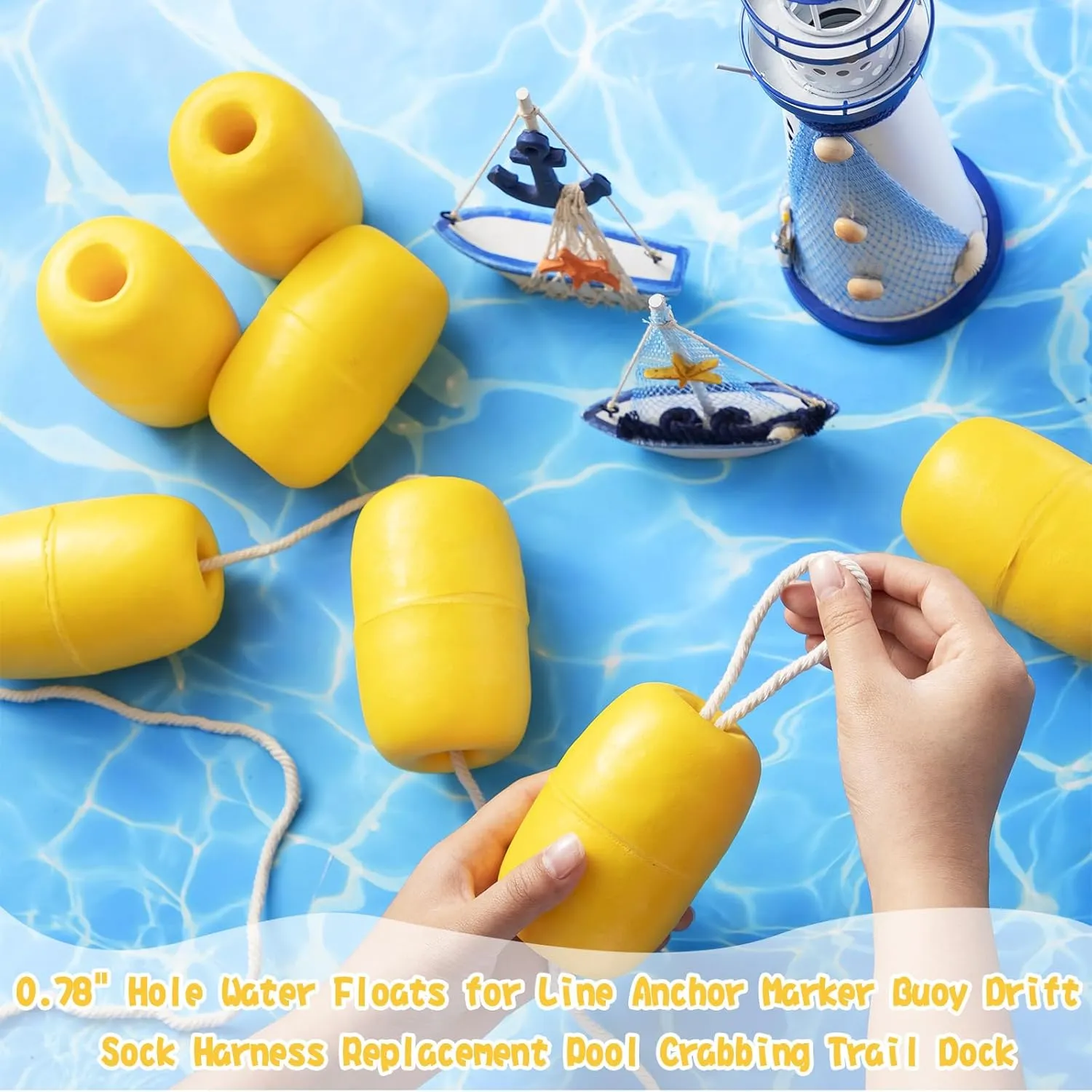 Deep Water Fishing Float 4.72 x 2.75'' Heavy Duty Pool Buoy Float Fishing Marker 0.78 Hole for Kayak Tow Line Anchor Marker Buoy Drift Sock Replace Pool Crabbing Dock