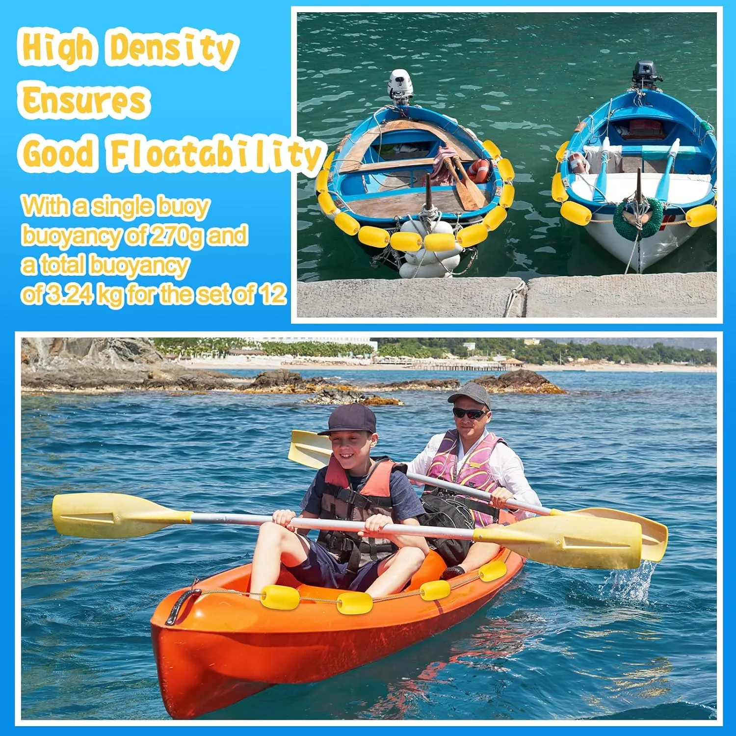 Deep Water Fishing Float 4.72 x 2.75'' Heavy Duty Pool Buoy Float Fishing Marker 0.78 Hole for Kayak Tow Line Anchor Marker Buoy Drift Sock Replace Pool Crabbing Dock