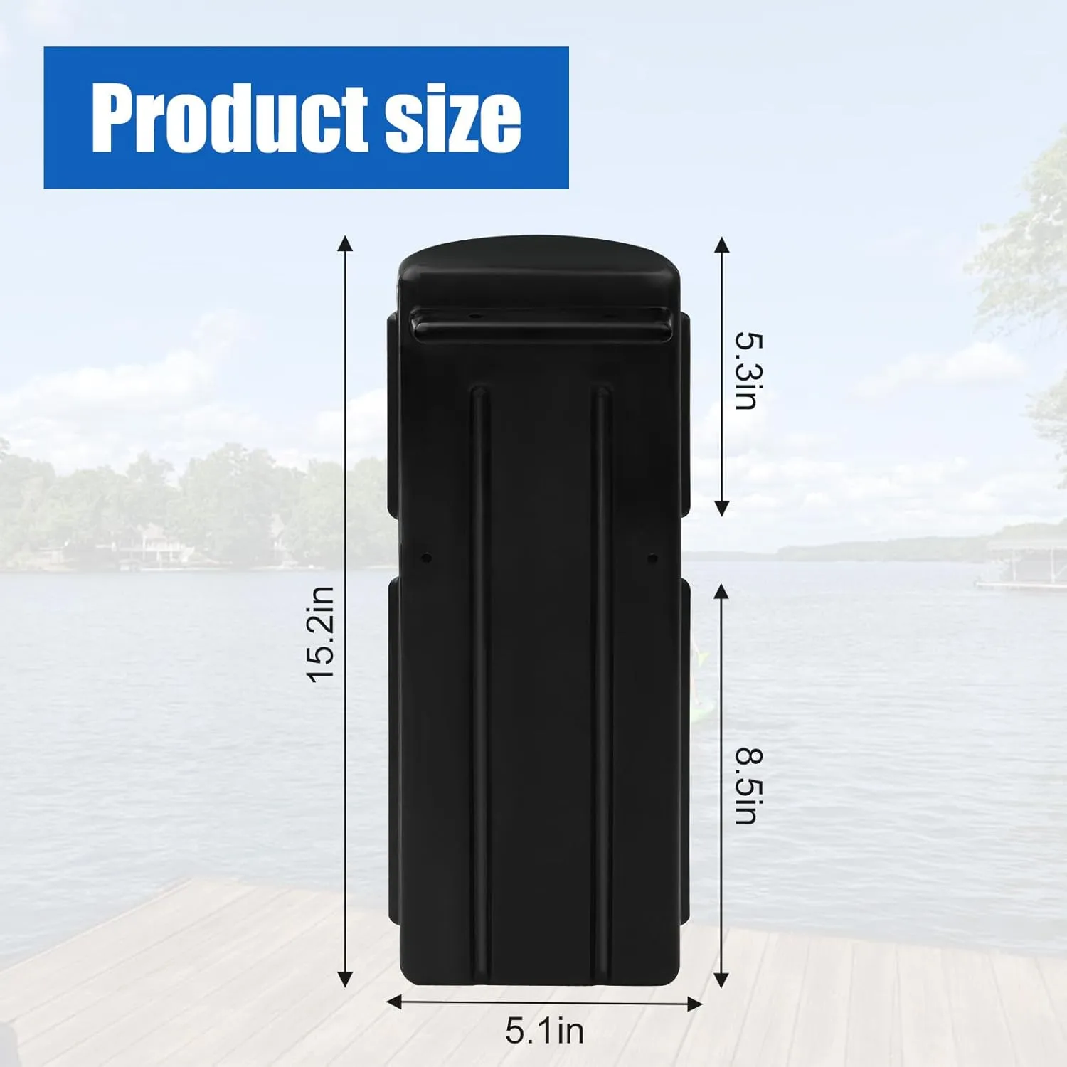 Dock Bumper Fender - Heavy Duty Boat Dock Bumpers for Edge & Side - Marine Fender Guard - Vertical Dock Protection with Stainless Steel Hardware - 2 Pack - Black