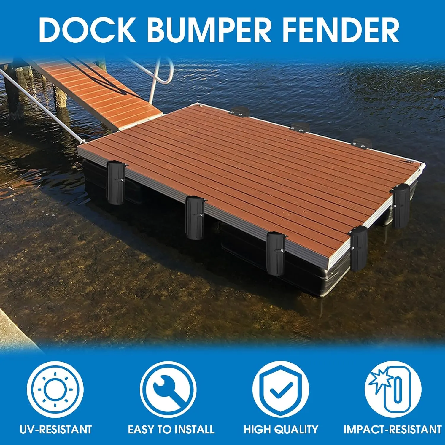 Dock Bumper Fender,Boat Dock Bumpers for Edge or Side,Marine Fender Guard,Vertical Protection,Durable Construction,Includes Mounting Hardware,2 Pack-Black