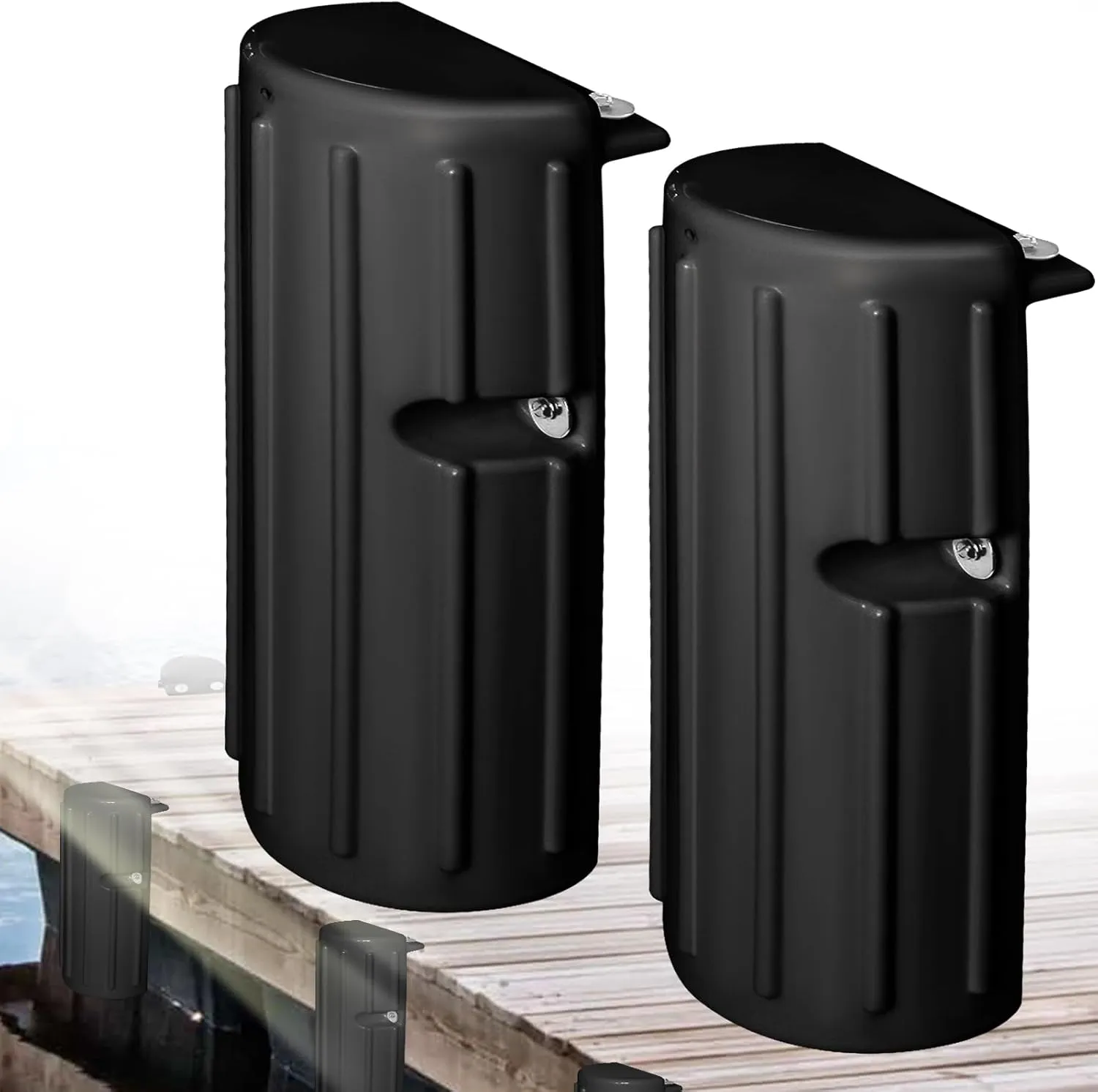 Dock Bumper Fender,Boat Dock Bumpers for Edge or Side,Marine Fender Guard,Vertical Protection,Durable Construction,Includes Mounting Hardware,2 Pack-Black