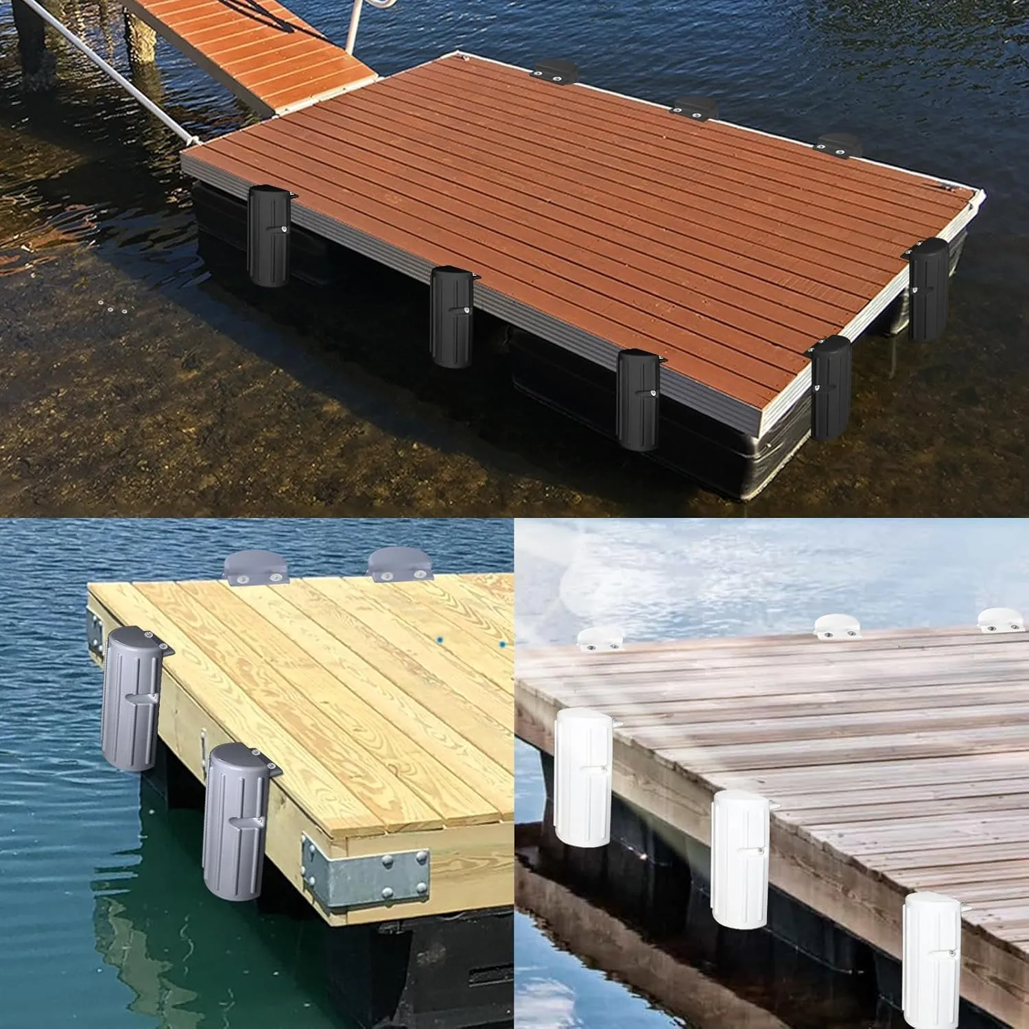 Dock Bumper Fender,Boat Dock Bumpers for Edge or Side,Marine Fender Guard,Vertical Protection,Durable Construction,Includes Mounting Hardware,2 Pack-Black