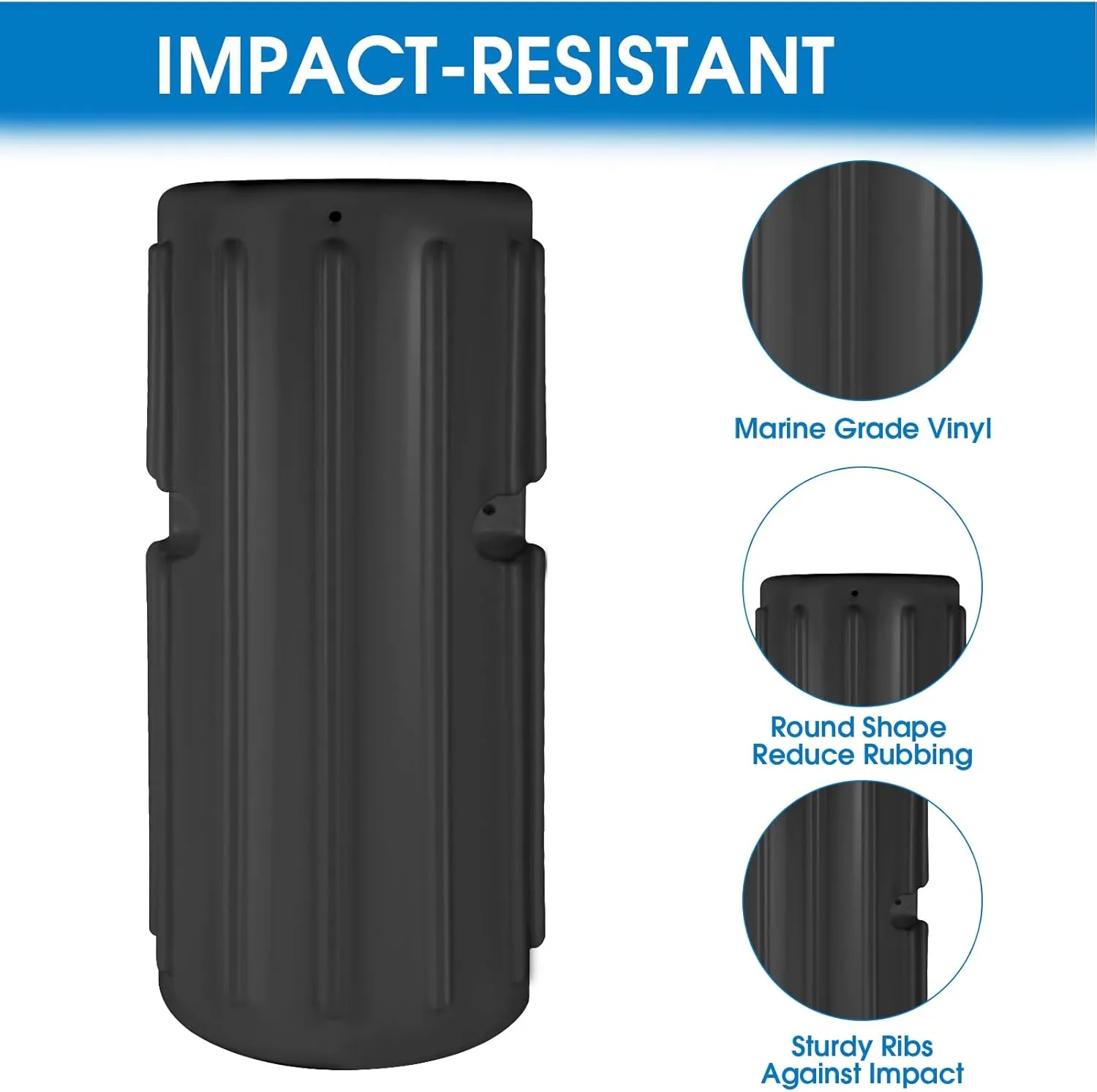 Dock Bumper Fender,Boat Dock Bumpers for Edge or Side,Marine Fender Guard,Vertical Protection,Durable Construction,Includes Mounting Hardware,2 Pack-Black