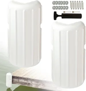 Dock Corner Bumper Fender Inflatable Dock Protection 2Pcs White 8"x16" Thickened The UV Marine Grade Resistant Polyvinyl Chloride Materials Protect Docks & Ships from Damage Caused collisions